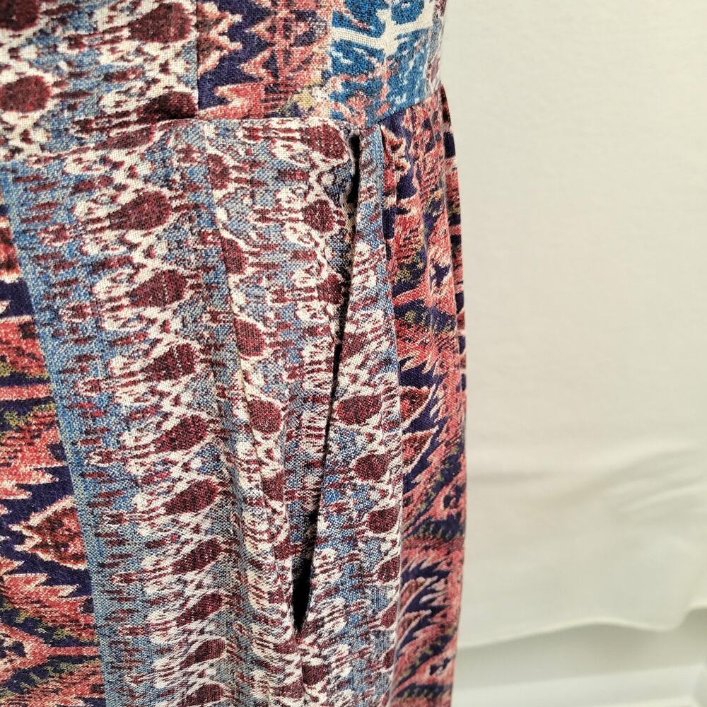 Lucky Brand Dress Women's Medium Sleeveless Smocked Waist Pockets Boho Aztec - Picture 10 of 13